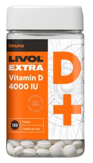 LIVOL Extra Vitamin D 4000IU tabletes, 120 gab.