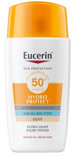EUCERIN Sun Hydro Protect Ultra-Light Tinted SPF 50+ saules aizsarglīdzeklis, 50 ml