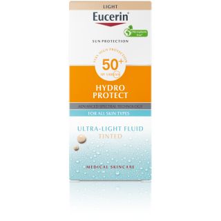 EUCERIN Sun Hydro Protect Ultra-Light Tinted SPF 50+ saules aizsarglīdzeklis, 50 ml