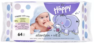 HAPPY Allantoin & vit.E mitrās salvetes, 64 gab.