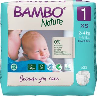 BAMBO NATURE BAMBO Nature autiņbiksītes, XS-1, 2-4 kg, 22 gab. autiņbiksītes, 22 gab.