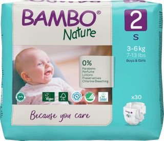 BAMBO NATURE Nature S-2, 3-6 kg, autiņbiksītes, 30 gab.