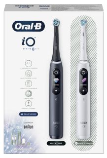 ORAL-B iO8 Duo Black + White elektriskā zobu birste, 2 gab.