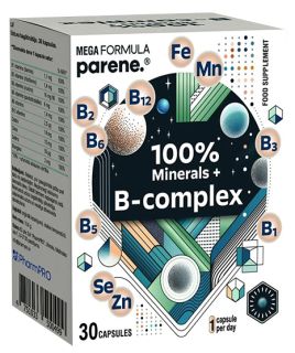 PARENE Mega 100 % Minerals + B-Complex kapsulas, 30 gab.