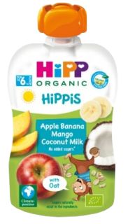 HIPP ābolu, banānu, mango, ar kokosu, no 6 mēn. biezenis, 100 g