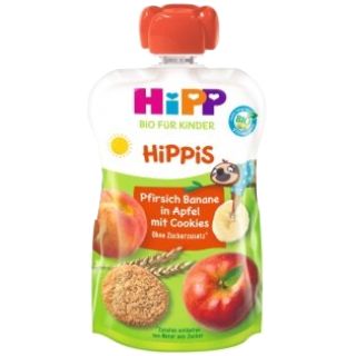 HIPP ābolu, persiku, banānu, no 1gada biezenis, 100 g
