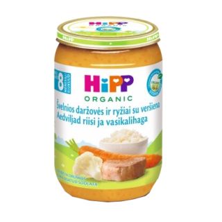 HIPP dārzeņi ar rīsiem, teļa gaļa, no 8 mēnešiem biezenis, 220 g