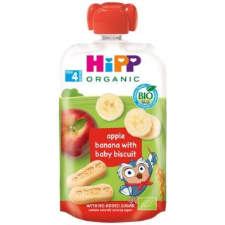 HIPP Organic Apple Banana & Baby Biscuit (4+) biezenis, 100 g