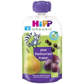 HIPP Organic Plum Blackcurrant in Pear (6+) biezenis, 100 g