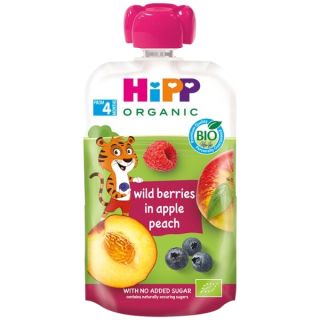 HIPP Organic Wild Berries in Apple Peach (4+) biezenis, 100 g