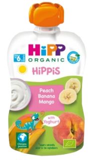 HIPP persiku, banānu, mango, no 6 mēn biezenis, 100 g
