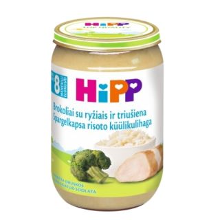 HIPP rīsi ar brokoļiem un truša gaļu, 8 mēn. biezenis, 220 g