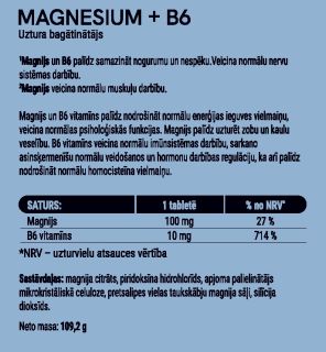 ELITE Magnesium + B6 tabletes, 120 gab.