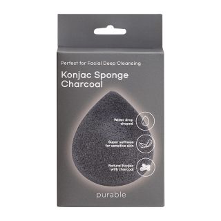 PURABLE Konjac Sponge - Charcoal attīrošs sūklis, 1 gab.