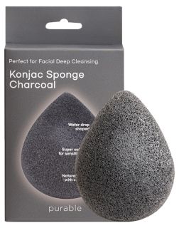 PURABLE Konjac Sponge - Charcoal attīrošs sūklis, 1 gab.