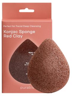 PURABLE Konjac Sponge - Red Clay attīrošs sūklis, 1 gab.