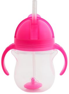 MUNCHKIN 6m+, pink krūzīte ar salmiņu, 207 ml
