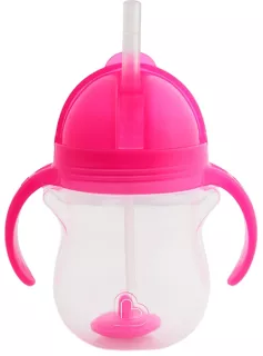 MUNCHKIN 6m+, pink krūzīte ar salmiņu, 207 ml