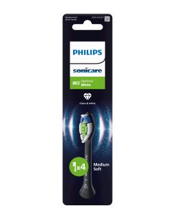 PHILIPS Sonicare Optimal White (melni) elektriskās zobu birstes uzgaļi, 4 gab.