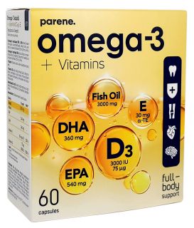 PARENE Omega-3+D3+E kapsulas, 60 gab.