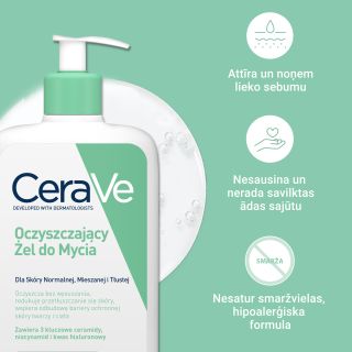 CERAVE For Face And Body With Ceramides attīroša želeja, 473 ml