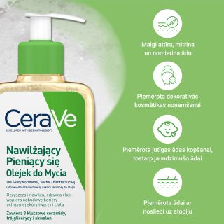 CERAVE For Face And Body With Ceramides Moisturising attīroša eļļa, 236 ml