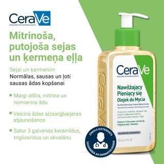 CERAVE For Face And Body With Ceramides Moisturising attīroša eļļa, 236 ml