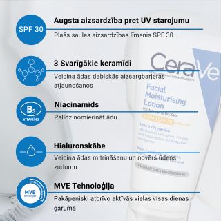 CERAVE Moisturising SPF 30 sejas krēms, 52 ml