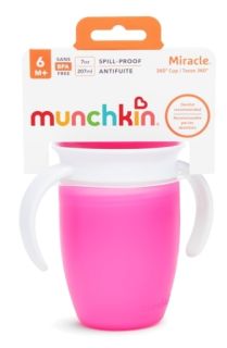 MUNCHKIN Miracle 360, pink, 6m+ mācību krūzīte, 207 ml