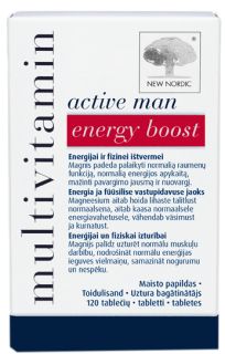 NEW NORDIC Multivitamin Active Man Energy Boost tabletes, 120 gab.