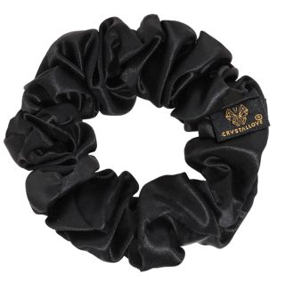 CRYSTALLOVE Black zīda matu gumija, 1 gab.