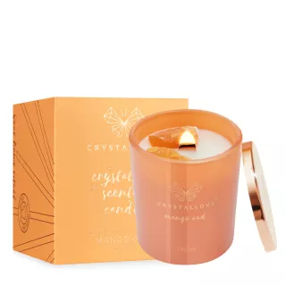 CRYSTALLOVE Calcite Soy Candle & Mango aromātiskā svece, 400 g
