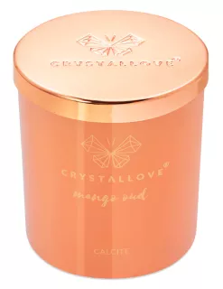 CRYSTALLOVE Calcite Soy Candle & Mango aromātiskā svece, 400 g
