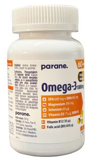 PARENE Omega-3 1800 mg + Magnesium + Selenium + Vitamin D3 kapsulas, 60 gab.