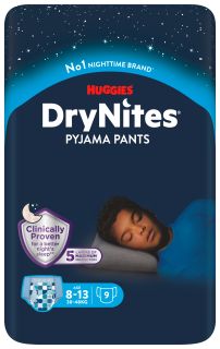 HUGGIES DryNites Zēniem 8-13 gadi autiņbiksītes, 9 gab.