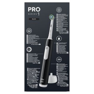 ORAL-B Pro 1 Black ar ceļojumu futrāli elektriskā zobu birste, 1 gab.