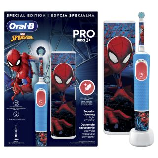 ORAL-B Pro Kids Spiderman ar ceļojumu futrāli elektriskā zobu birste, 1 gab.