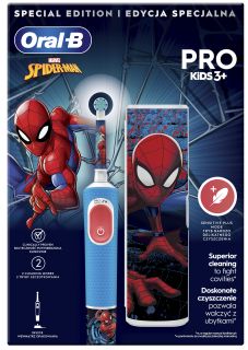 ORAL-B Pro Kids Spiderman ar ceļojumu futrāli elektriskā zobu birste, 1 gab.