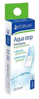ECOPLAST Aqua Stop Mini 7.2 cm x 1.9 cm plāksteris, 8 gab.