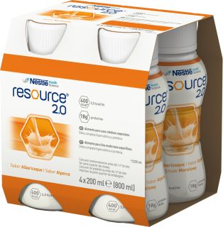 NESTLE Resource 2.0 ar aprikožu garšu, 200 ml, 4 gab.