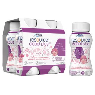 NESTLE Resource Diabet Plus ar zemeņu garšu, 200 ml, 4 gab.