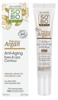 SO BIO ETIC Argan Anti-Aging Eyes & Lips krēms ādai ap acīm un lūpām, 15 ml