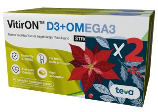 VITIRON D3 Omega 3 4000 IU Srong (1+1) kapsulas, 60 gab.