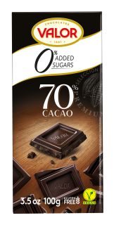 VALOR 70% Bez Cukura Tumšā šokolāde, 100 g