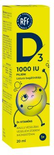 RFF D3 1000 IU pilieni, 20 ml
