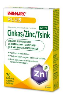 WALMARK Zinc Aktiv tabletes, 30 gab.
