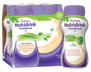 NUTRICIA Nutridrink PlantBased 1,5 kcal/ml ar mango un pasifloras augļu garšu 200 ml , 4 gab.