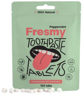 FRESMY Peppermint zobu pastas tabletes, 124 gab.