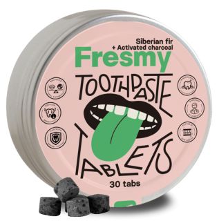FRESMY With Siberian Fir and Activated Charcoal zobu pastas tabletes, 30 gab.