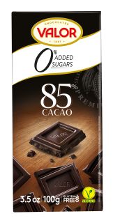 VALOR Bez Cukura, 85% Tumšā šokolāde, 100 g